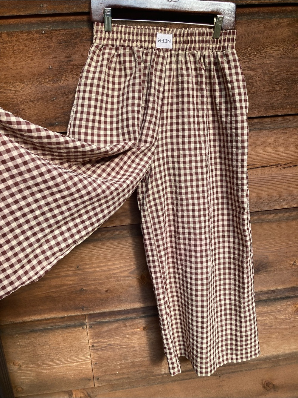 Wide-Leg Gingham Palazzo Pants Neer Brand
